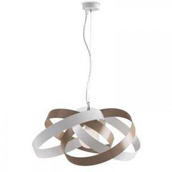 Araña de suspensión moderna en hierro blanco y gris tórtola, 1 luz, 54 cm x 25 cm