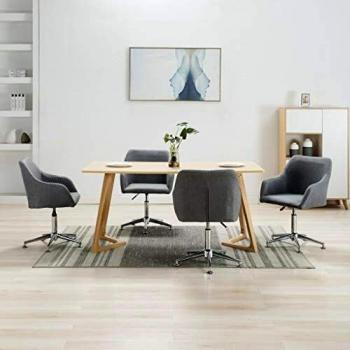 Light Grey Fabric Swivel Dining Chairs Set of 4