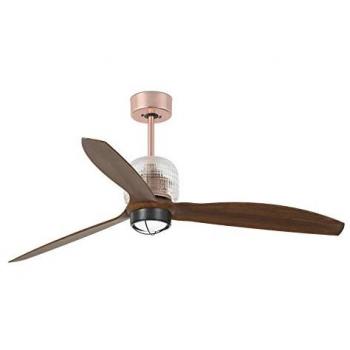 Ventilador de Techo LED Cobre Madera con Motor DC Inteligente y Control Remoto 3000K