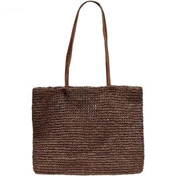 Bolso shopper de rafia con asa de hombro Only
