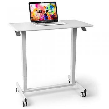 Mesa de Escritorio Elevable Duronic TM03T con Altura Ajustable 73-107cm, Superficie de 88x50cm, Capacidad de Carga 15kg, Diseño con Ruedas y Sistema de Seguridad