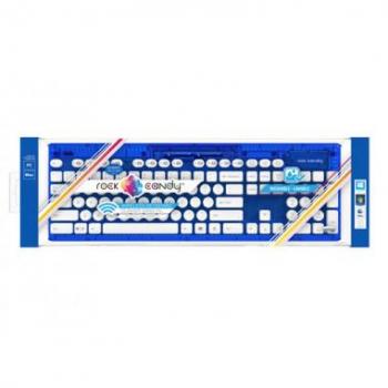 Teclado Wireless Rock Candy Azul para PC y Mac, inalámbrico, diseño colorido, compatible con sistemas operativos Windows y macOS, teclas de respuesta rápida, conexión USB receptor