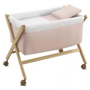 Cambrass Minicuna Tijera Madera Plumeti Rosa/Natural 55x87x74 cm