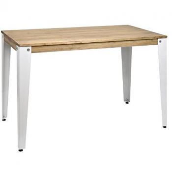 Consola Lunds 110x39x75cm Blanca en Madera Maciza de Pino con Acabado Vintage Estilo Industrial