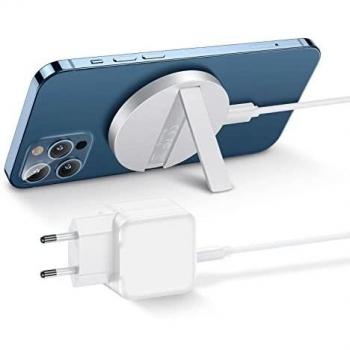 ESR Cargador Inalámbrico HaloLock Kickstand，Cargador MagSafe para iPhone 13/13 Pro/13 mini/13 Pro Max/12/12 Pro/12 mini/12 Pro MAX, Incluye Cable Extraíble USB-C de 1,5 m y Adaptador USB-C PD de 20W
