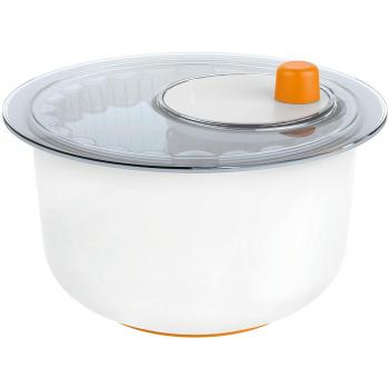 Fiskars Escurridor para ensalada con recipiente para servir, Diámetro: 25 cm, Alto: 16,9 cm, Plástico, Functional Form, Blanco/Naranja, 1014433