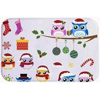 rioengnakg Colorful Cartoon Búhos para Navidad regalos alfombrilla de baño Coral Fleece zona alfombra alfombrilla de puerta entrada alfombra alfombrillas para frontal exterior puerta entrada alfombra, 20 x 32
