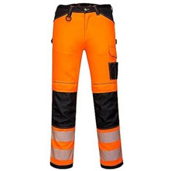 Pantalones de Trabajo Hi Vis Portwest PW34 Naranja/Negro 38 31 con Refuerzo y Cinta Premium