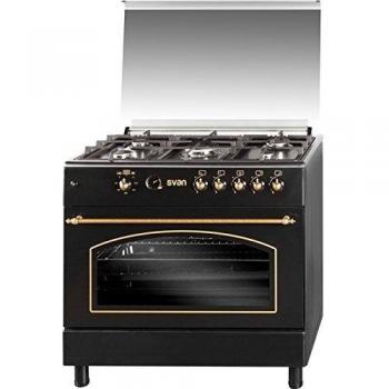 Svan SVK9561FN Cocina Gas Butano 5 Fuegos Horno 120L Rústica Negra