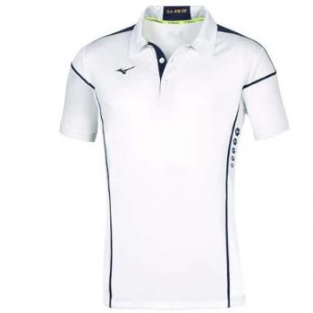 Mizuno Hex Rect Short Sleeve White Polo Shirt for Men