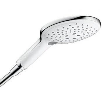 Hansgrohe 28588400 Raindance Select S 150 ducha de mano, 3 tipos de chorro, ahorro de agua, blanco/cromo