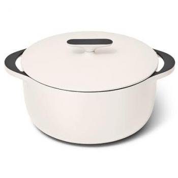 Cream Enameled 6.5 Qt Cast Iron Dutch Oven with Flat Lid