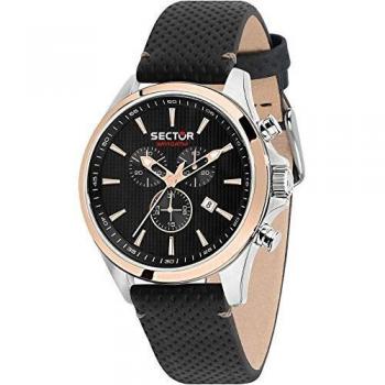Sector No Limits Men's Watch, 180 Collection, Quartz Movement, Analogue, with Chronograph, Equipped with a Black Perforated Leather Strap - R3271975004