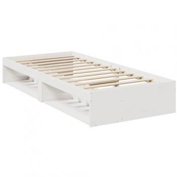 Cama día sin colchón blanca 90x200 cm de madera maciza de pino