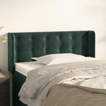 Cabecero de oreja terciopelo verde oscuro 83x16x78/88 cm
