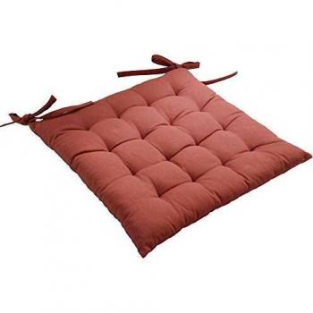 Galette de silla acolchada 38x38x3 cm 100% algodón color terracota