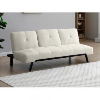 Sofá cama de tela PRAGUE II - Convertible clic-clac con respaldo central abatible - Beige
