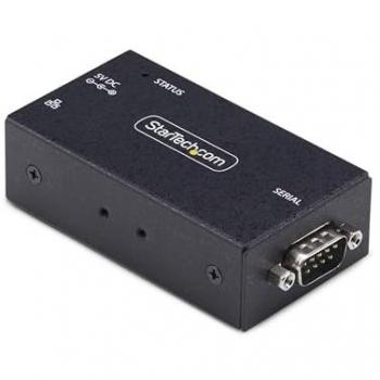 StarTech.com 1-Port Serial to Ethernet Adapter, IP Serial Device Server for Remote RS232 Devices, Wall/DIN Rail Mountable, Metal Housing, RJ45 LAN to DB9 Serial Converter