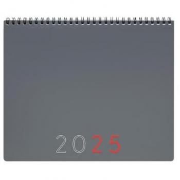 Planificador Anual Finocam Gris Papel 25 x 20 cm 2025, Agenda Espiral Año 2025 Planificador 250x200 mm Mes Vista + Notas Finocam Gris Internacional Multilingüe, Finocam