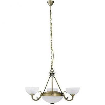 Lustre de 3 brazos Rabalux Marlene, metal y cristal bronceado, Ø80cm, altura 48cm