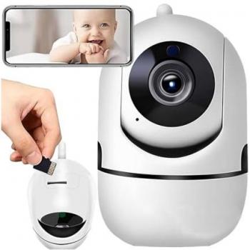 Cámara de Vigilancia Wi-Fi 360° con Rotación y Monitor para Bebés