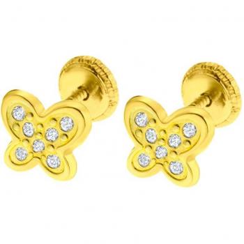 Pendientes Time Road LG00088/6 de Oro 9k con Motivo de Mariposa Acabado Brillo, Infantil/Mujer