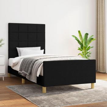 Cabecero de cama en tela negra de 90x190 cm