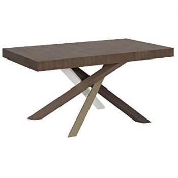 Mesa extensible Volantis 90x160/264 cm, tablero de nogal, estructura multicolor 4/C