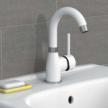 Grifo Monomando de Lavabo Futura Cromado Blanco EISL