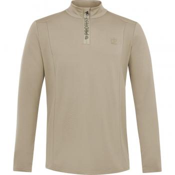 Camiseta de Manga Larga con Media Cremallera Protest Rewill para Hombre en Beige Bambú