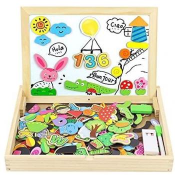 jerryvon Puzzle Magnetico Niños 160 Piezas de Madera Pizarra Magnética Infantil con Rompecabezas Caja Juguete Educativo Puzzle de Animales Regalos Juguetes Niños 3 Años