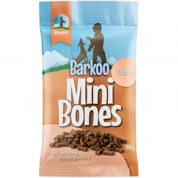 Barkoo Mini Bones Snacks para Perros Semi-Húmedos con Salmón 200 g Pack Ahorro (8 x 200 g)