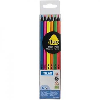 Milan 752306 - Lápices, 6 unidades, color fluorescente, multicolor