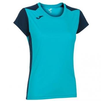 Camiseta de running Joma Record II manga corta mujer turquesa flúor marino