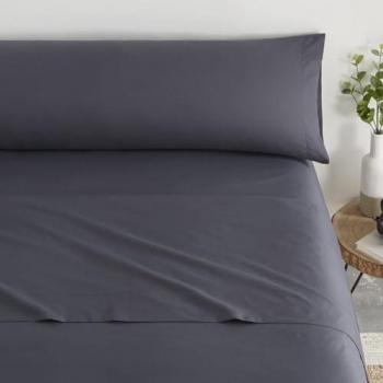 Juego de Sábanas Lisas Tres Piezas Microfibra Extrasuave 180 cm - Color Gris Oscuro - Fabricado en España