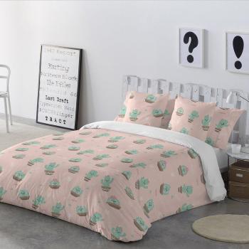 Funda nórdica de algodón con estampado de cactus en tonos salmón - Mr. Wonderful