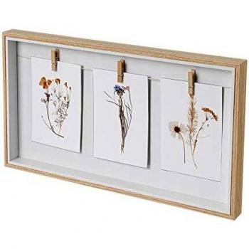 Portafotos múltiple nórdico Blanco y Natural de Madera de 43x3x24 cm - LOLAhome