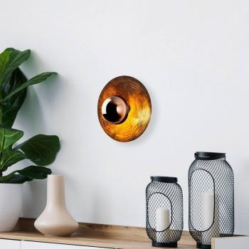 Aplique de pared Kurt 13351, color cobre, metal, Ø 38 cm