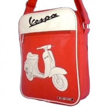 Sacoche Vespa verticale Rouge/écru pour écrans 13 VPSB23