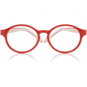 Round Full Rim Plastic Kids' Prescription Glasses - Red - Size 46 - Blue Light Block Available - SmartBuy Kids