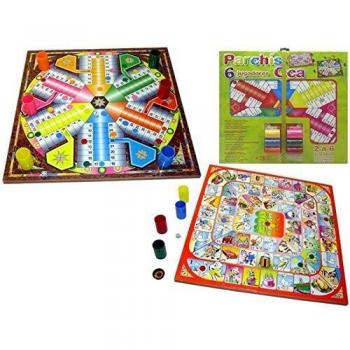 Rama- TABLERO PARCHIS 6 Y OCA 41X41 CON FICHAS, Multicolor