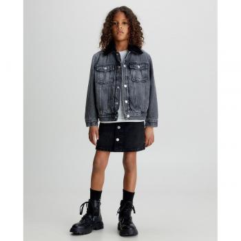 Calvin Klein - Falda denim negra, tipo de producto: falda, color: negro, material: denim