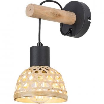 Aplique de Pared Ratan Negro y Madera con Abat-jour E27 IP20 - Rabalux