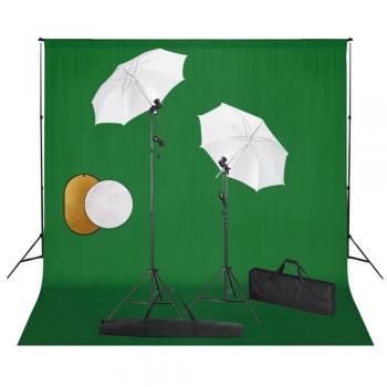 Kit de Estudio Fotográfico vidaXL con Lámparas, Sombrillas, Fondo Verde y Reflector