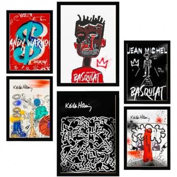 Set de 6 Pósters Grafiti Pop Basquiat y Warhol para Decoración de Paredes - A3 y A4 Sin Marco