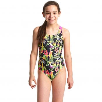 Zoggs Bañador para niñas Paradise Flyback – Bañador, niña, Paradise Flyback, Multi-Coloured/Pink, L