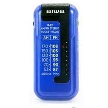 Aiwa Radio Portátil Mini R-22BL AM/FM Azul con Hyperbass