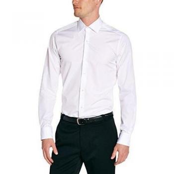 Atelier Privé - Camisa con cuello italiano de manga larga para hombre, talla 39, color blanco