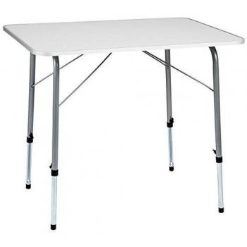 Mesa de Camping Plegable Ajustable en Altura 80 x 60 x 68 cm con Limpieza Fácil
