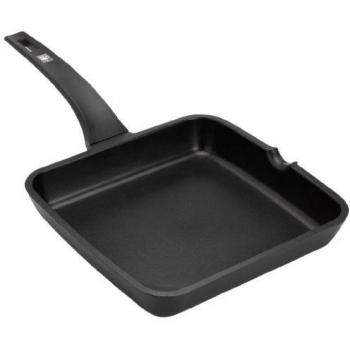 BRA Efficient - Grill asador liso, 22 cm, aluminio fundido con antiadherente Teflon Platinum Plus, apta para inducción, libre de PFOA